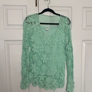 NWOT Together Mint Green Floral Lace Blouse